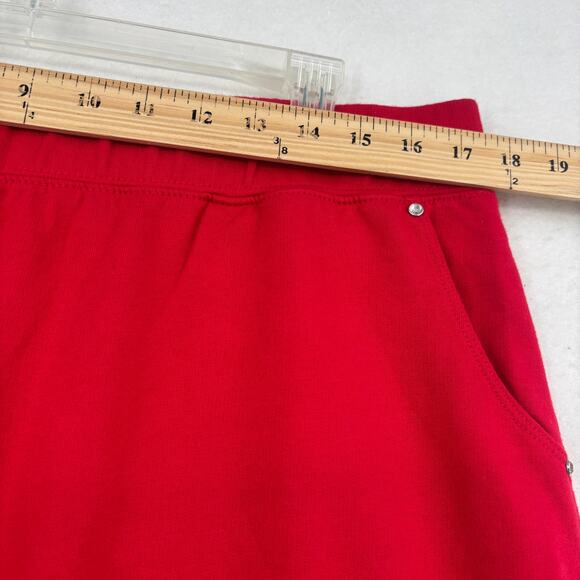 Quacker Factory Pull On Skort Size L Red French Terry Skirt Modesty Shorts - Picture 6 of 9